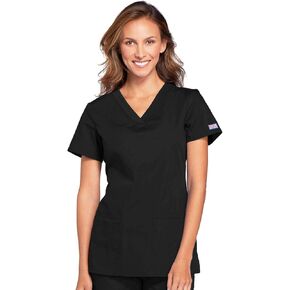 V-Neck Womens Scrubs Top Workwear Originals with Rib-Knit Back Panels WW645