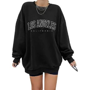 SEGORTS Women Oversized Sweatshirt Los Angeles California New York Crewneck Long Sleeve Casual Vintage Graphic Pullover Tops in Saudi Arabia