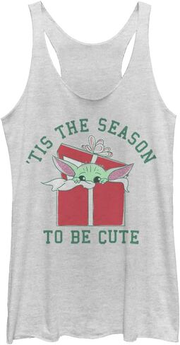 STAR WARS Girls Christmas The Child 'Tis The Season to Be Cute Juniors Tri Blend Tank in Saudi Arabia