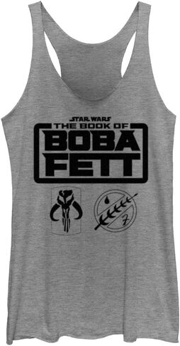 Star Wars Book of Boba Fett Logo Symbols Stack Juniors Tri Blend Tank, Gray Heather, XX-Large in Saudi Arabia