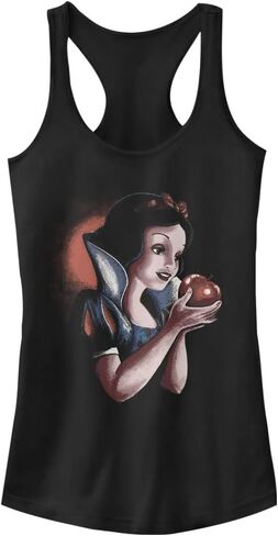 Disney Snow White Distressed Apple Portrait Juniors Racerback Tank, Black, Medium in Saudi Arabia