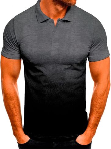 utcoco Mens Summer Short Sleeve T-Shirt Casual Relaxed Fit Gradient Polo Shirts for Men in Saudi Arabia