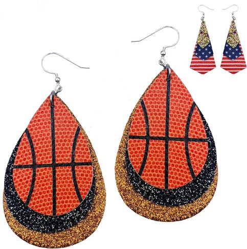 Basketball Earrings for Women - Basketball Earrings for Girls - Basketball Gifts - Basketball Jewelry - USA Flag Earrings - Basketball Mom Earrings - Basketball Earring in Saudi Arabia