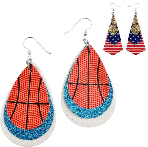 Basketball Earrings for Women - Basketball Earrings for Girls - Basketball Gifts - Basketball Jewelry - USA Flag Earrings - Basketball Mom Earrings - Basketball Earring in Saudi Arabia