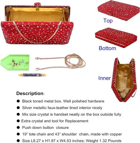Luxury Crystal Evening Bag for Women Wedding Rhinestone Cocktail Party Clutch Purses AB Stone Prom Metal Box Handbag in Saudi Arabia