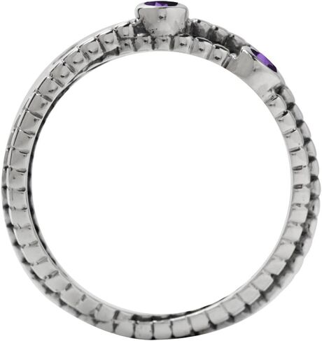Silvershake 3 Stone Gemstone 925 Sterling Silver Stackable Ribbon Ring Birthstone Jewelry for Women or Teens in Saudi Arabia