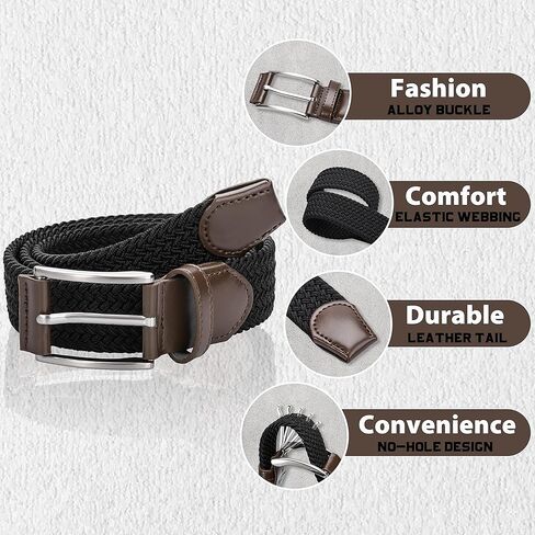 أحزمة SUNYA للرجال قابلة للتمدد، أحزمة جولف للرجال، حزام مجدول للرجال. حزام رجالي كاجوال بعرض 1.3 سم، حزام جينز مرن منسوج على شبكة الإنترنت in Kuwait