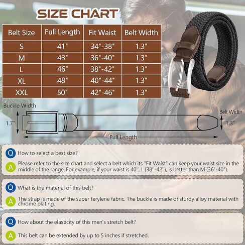 أحزمة SUNYA للرجال قابلة للتمدد، أحزمة جولف للرجال، حزام مجدول للرجال. حزام رجالي كاجوال بعرض 1.3 سم، حزام جينز مرن منسوج على شبكة الإنترنت in Kuwait