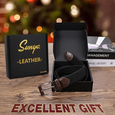 أحزمة SUNYA للرجال قابلة للتمدد، أحزمة جولف للرجال، حزام مجدول للرجال. حزام رجالي كاجوال بعرض 1.3 سم، حزام جينز مرن منسوج على شبكة الإنترنت in Kuwait