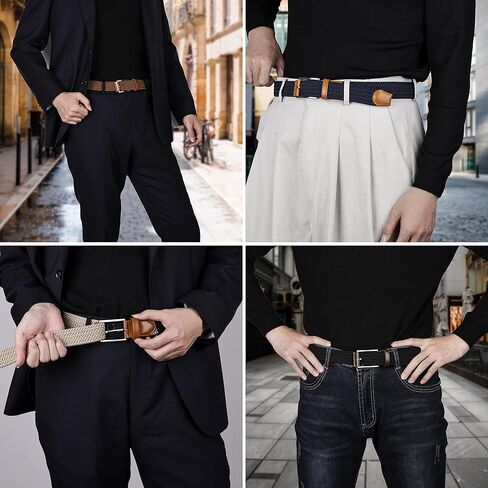 أحزمة SUNYA للرجال قابلة للتمدد، أحزمة جولف للرجال، حزام مجدول للرجال. حزام رجالي كاجوال بعرض 1.3 سم، حزام جينز مرن منسوج على شبكة الإنترنت in Kuwait