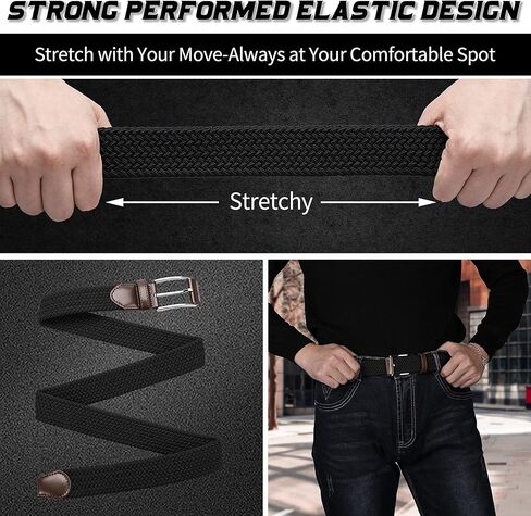 أحزمة SUNYA للرجال قابلة للتمدد، أحزمة جولف للرجال، حزام مجدول للرجال. حزام رجالي كاجوال بعرض 1.3 سم، حزام جينز مرن منسوج على شبكة الإنترنت in Kuwait