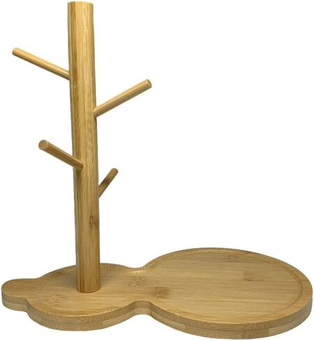 Sutfmwe صينية المجوهرات صينية المفاتيح لطاولة المدخل، حامل شجرة الطبق الدائري، صينية الغرور المصنوعة من الخيزران مع 4 منظم تعليق للخواتم والأساور والقلائد والحلي وما إلى ذلك. in Kuwait