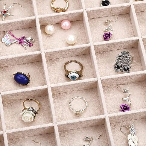 علبة مجوهرات بغطاء شفاف مخملي 30 شبكة من Boewill منظم خواتم وأقراط وحامل سوار صندوق تخزين in Kuwait