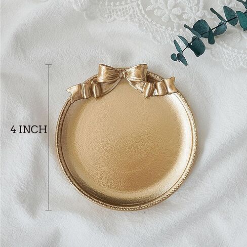 FRILAIF Jewelry Dish Tray, Ring Dish, Decorative Trinket Tray Jewelry Holder Organizing Necklace Earrings for Women, Small Key Bowl, Gift for Lover, Friends, Sisters, Daughter, Mother (Gold) in Kuwait