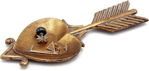 فنلي مي صينية مجوهرات ذهبية عتيقة بتصميم سهم الحب العتيق، حامل خاتم الزواج 8 × 3.3 انش in Kuwait