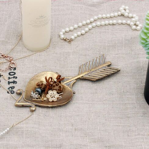 فنلي مي صينية مجوهرات ذهبية عتيقة بتصميم سهم الحب العتيق، حامل خاتم الزواج 8 × 3.3 انش in Kuwait