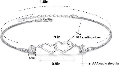 EVERU Infinity Bracelets/Anklets for Women,Sterling Silver Heart Bracelets/Anklets for Girlfriend,Mother's Day,Christmas Gifts in Saudi Arabia