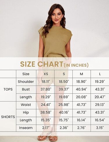 Athlisan Womens Two Piece Outfits Sweater Sets Knit Pullover Tops and High Waisted Short Pants Lounge Sets in Kuwait