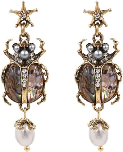 اقراط بتصميم خنفساء على شكل حشرات للنساء، اقراط متدلية على شكل خنفساء الجعران للبنات، اقراط متدلية على شكل حشرة لؤلؤية، لا تسبب الحساسية، اقراط على شكل جمجمة ونجمة، اقراط متدلية على شكل حشرات, الزنك, in Kuwait