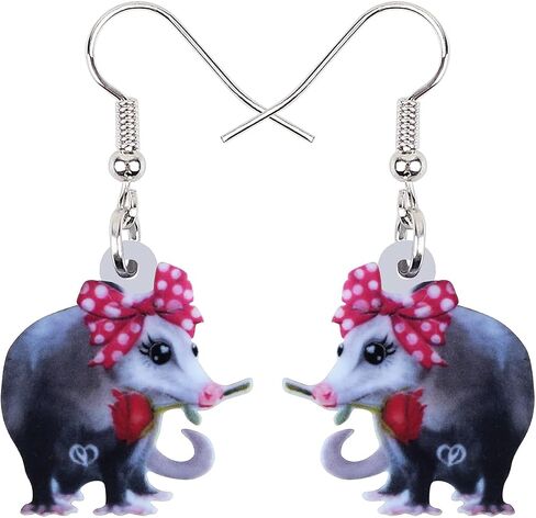 LONYOO Acrylic Adorable Possum Earrings Dangle Charms Opossum Jewelry for Women Girls Possum Gifts in Saudi Arabia