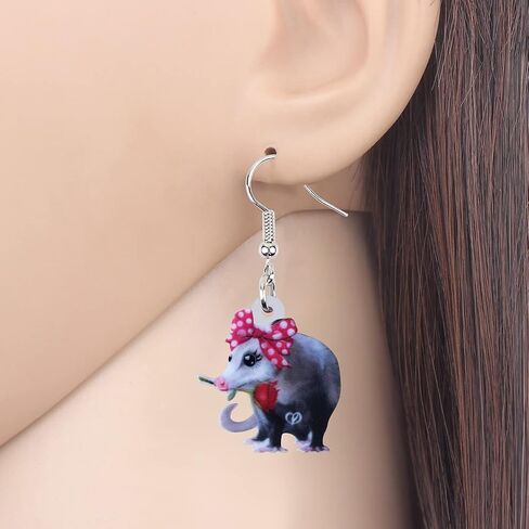 LONYOO Acrylic Adorable Possum Earrings Dangle Charms Opossum Jewelry for Women Girls Possum Gifts in Saudi Arabia