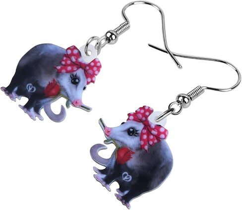 LONYOO Acrylic Adorable Possum Earrings Dangle Charms Opossum Jewelry for Women Girls Possum Gifts in Saudi Arabia