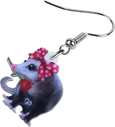 LONYOO Acrylic Adorable Possum Earrings Dangle Charms Opossum Jewelry for Women Girls Possum Gifts in Saudi Arabia