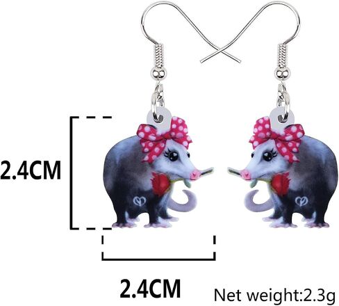 LONYOO Acrylic Adorable Possum Earrings Dangle Charms Opossum Jewelry for Women Girls Possum Gifts in Saudi Arabia