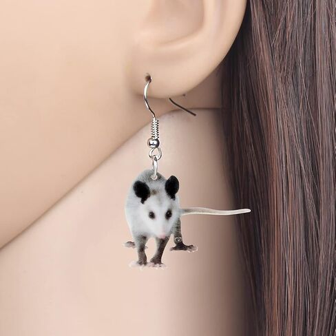 LONYOO Acrylic Adorable Possum Earrings Dangle Charms Opossum Jewelry for Women Girls Possum Gifts in Saudi Arabia