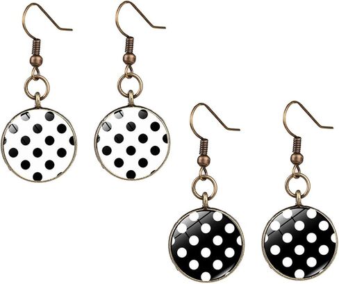 Dainty Colorful Spot Earrings Timestone Retro Multicolor Cartoon Sweet Dangle Earrings for Womens Girls Friends Gitfs in Kuwait