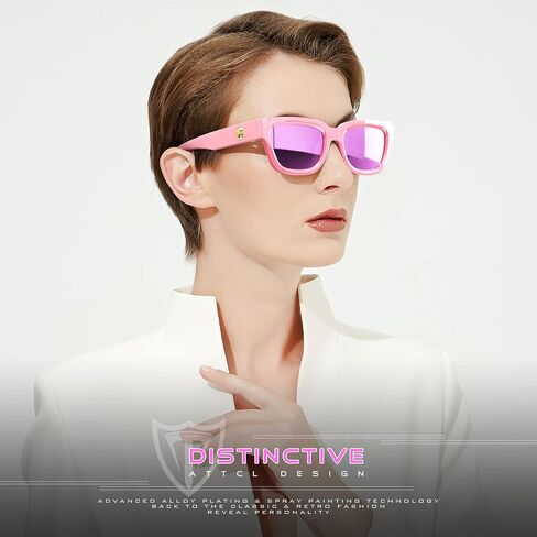 ATTCL Polarized Sunglasses for Women Men Fashion Trendy Golden Circle Rectangle Sunglasses in Saudi Arabia