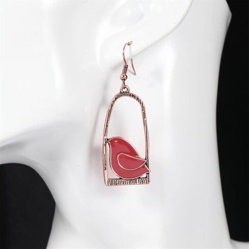 DIYANMMY Unique Personalized Hollow Bronze Asymmetric Bird Cage Dangle Drop Earrings for Women Girls Vintage Bohemian Hypoallergenic Jewelry in Saudi Arabia