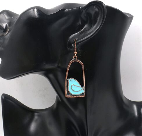 DIYANMMY Unique Personalized Hollow Bronze Asymmetric Bird Cage Dangle Drop Earrings for Women Girls Vintage Bohemian Hypoallergenic Jewelry in Saudi Arabia