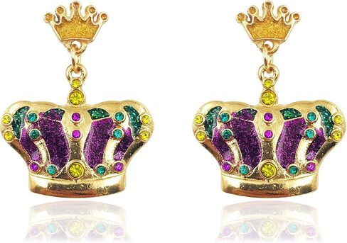 Mardi Gras Earrings for Women Girls,Mardi Gras Dangle Earrings Purple Green and Gold Carnival Earrings Mardi Gras Accessories Mardi Gras Jewelry Gifts in Saudi Arabia