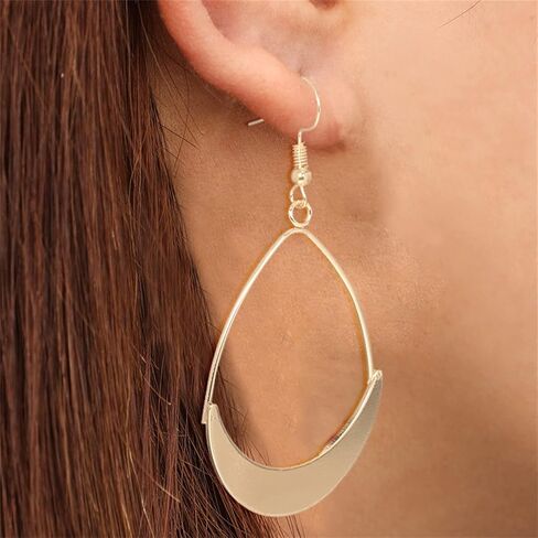 MALOYANVE Teardrop Earrings for Women Girls Boho Fashion Large Gold Silver Waterdrop Simple Lightweight Hollow Metal Drop Dangle Statement Earrings Jewelry Gifts in Saudi Arabia