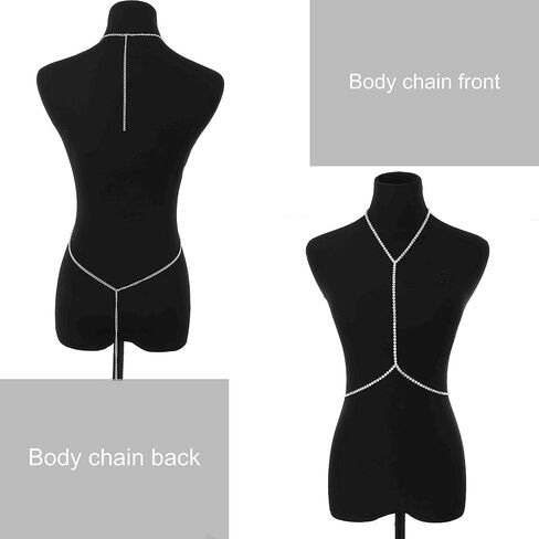 Blindery Sexy Body Chains Rhinestone Body Jewelry Shiny Crystal Chest Chain Sparkling Necklace Party for Women and Girls in Saudi Arabia