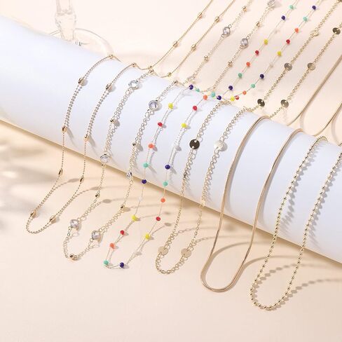 FIASASO 6 قطعة سلسلة الخصر 18K مطلية بالذهب سلسلة البطن للنساء قابل للتعديل حجر الراين حبة بيكيني الجسم سلسلة مجوهرات للشاطئ الصيف in Kuwait