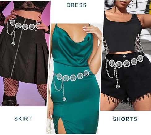 أحزمة سلسلة من حجر الراين Navoky للنساء سلسلة شجرة الحياة لفستان الجينز المعدني وسلسلة الخصر وإكسسوارات المجوهرات in Kuwait