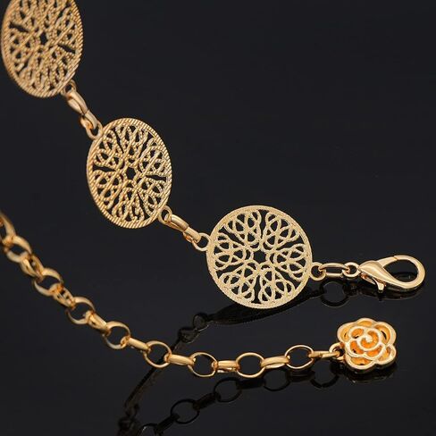 أحزمة سلسلة Suyi للنساء حزام سلسلة منحوت مخرم وسلسلة خصر معدنية مجوفة للفستان in Kuwait