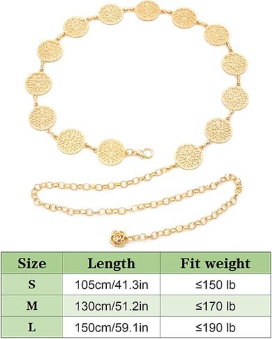 أحزمة سلسلة Suyi للنساء حزام سلسلة منحوت مخرم وسلسلة خصر معدنية مجوفة للفستان in Kuwait