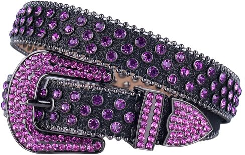 MUKINGBELTS الرجال النساء حجر الراين حزام الغربية بلينغ الفاخرة حزام جلد البريق رصع أحزمة 1-1/7 "(29 مللي متر) واسعة in Saudi Arabia
