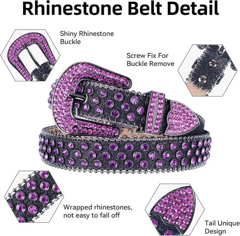 MUKINGBELTS الرجال النساء حجر الراين حزام الغربية بلينغ الفاخرة حزام جلد البريق رصع أحزمة 1-1/7 "(29 مللي متر) واسعة in Saudi Arabia