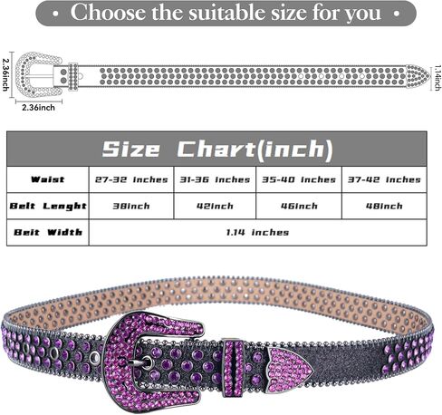 MUKINGBELTS الرجال النساء حجر الراين حزام الغربية بلينغ الفاخرة حزام جلد البريق رصع أحزمة 1-1/7 "(29 مللي متر) واسعة in Saudi Arabia