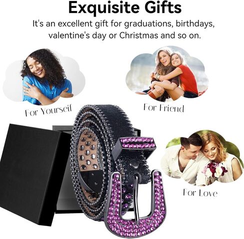 MUKINGBELTS الرجال النساء حجر الراين حزام الغربية بلينغ الفاخرة حزام جلد البريق رصع أحزمة 1-1/7 "(29 مللي متر) واسعة in Saudi Arabia