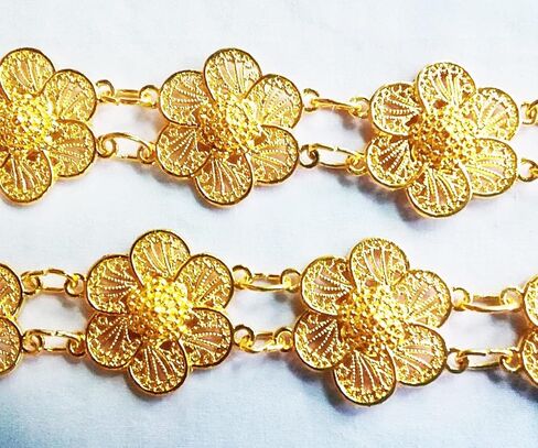 بون باند حزام مطلي بالذهب بنمط ياسمين فينتاج تايلاندي للنساء، فستان زفاف تقليدي بسلسلة عصرية للرقص التايلاندية بطول 40-41 انش، قطعة واحدة، ذهبي، الطول 40 انش/ 102 سم., ذهبي in Kuwait