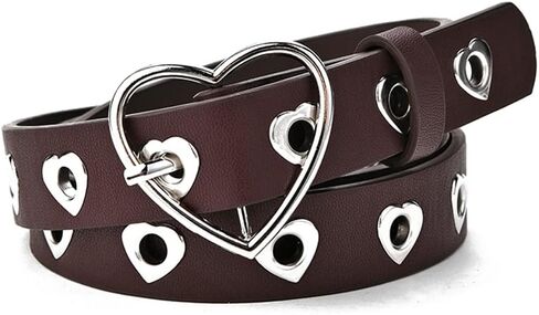 Caiyao Vintage Multicolor Hollow Heart Buckle Faux Leather Wide Waist Belt Peach Love Metal Buckle Straps for Women Girl in Saudi Arabia