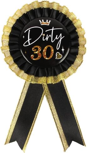 دبابيس شارة عيد الميلاد 30 من نسيج الساتان القذرة ، للنساء وردة عيد الميلاد 30 - شارات عيد الميلاد بروش - شريط جائزة عيد الميلاد الثلاثين - أسود وذهبي in Kuwait