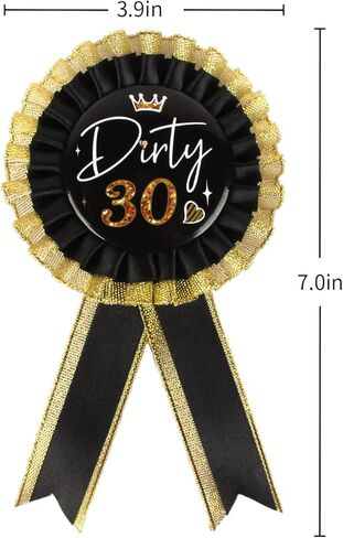 دبابيس شارة عيد الميلاد 30 من نسيج الساتان القذرة ، للنساء وردة عيد الميلاد 30 - شارات عيد الميلاد بروش - شريط جائزة عيد الميلاد الثلاثين - أسود وذهبي in Kuwait