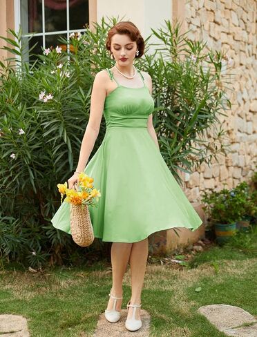 فساتين صيف 2024 من Belle Poque للنساء فستان متوسط ​​الطول بحزام سباغيتي فستان كاجوال لطيف مع جيوب in Kuwait