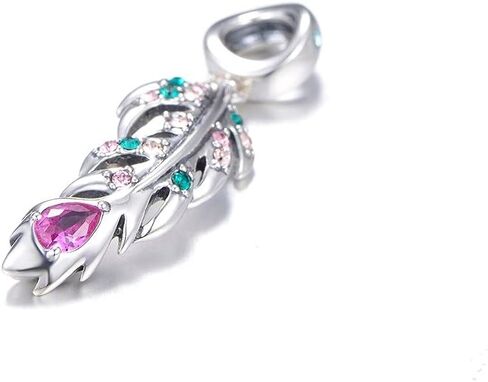 Bolenvi Colorful Swarovski Bird Feather 925 Sterling Silver Bead for Charm Bracelets & Necklaces w/Jewelry Gift Pouch in Saudi Arabia